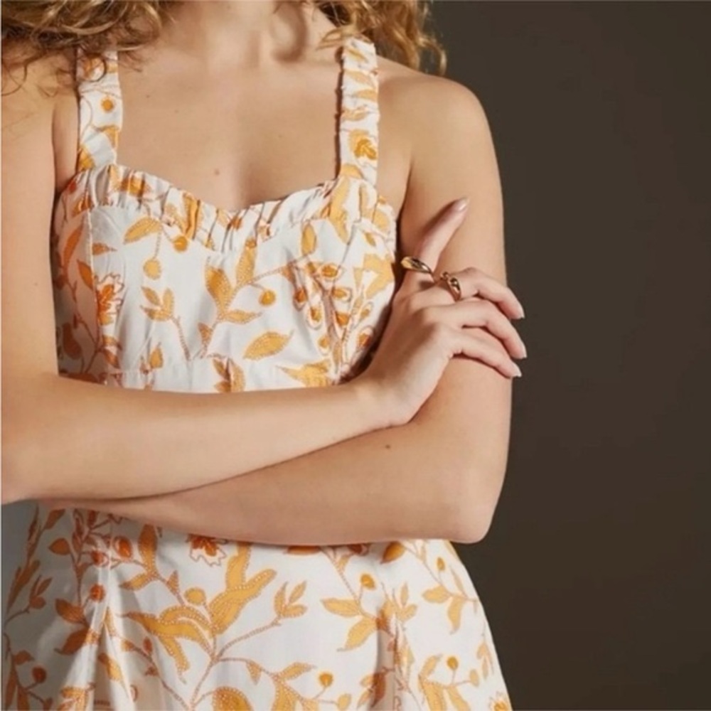 Anthropologie Maeve Boho Hippie Sweetheart Babydoll Mini Floral Dress Size XS - Picture 2 of 16